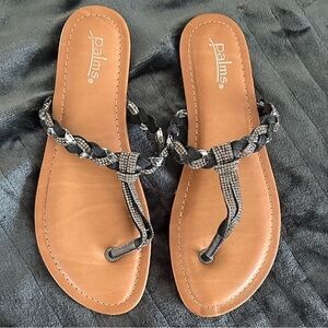 Palms rhinestone summer padded thong flip flop sandals size 10 memory foam bed
